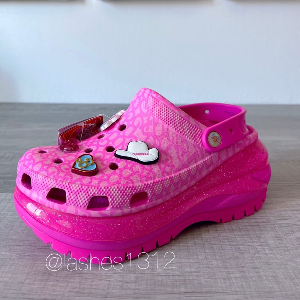 CROCS x BARBIE Movie Mega Crush Clogs Platform Shoes - Electric Pink- Women’s 9 - Picture 2 of 8